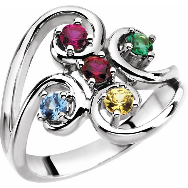 Custom Men’s Rings For Special Celebrations-Centered Swirl Statement Mother's Family Birthstone Ring