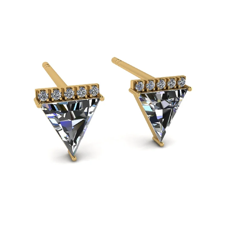 Unique Drop Earrings With Mixed Gems-Triangle Diamond Earrings Stud - Kairi No. 1