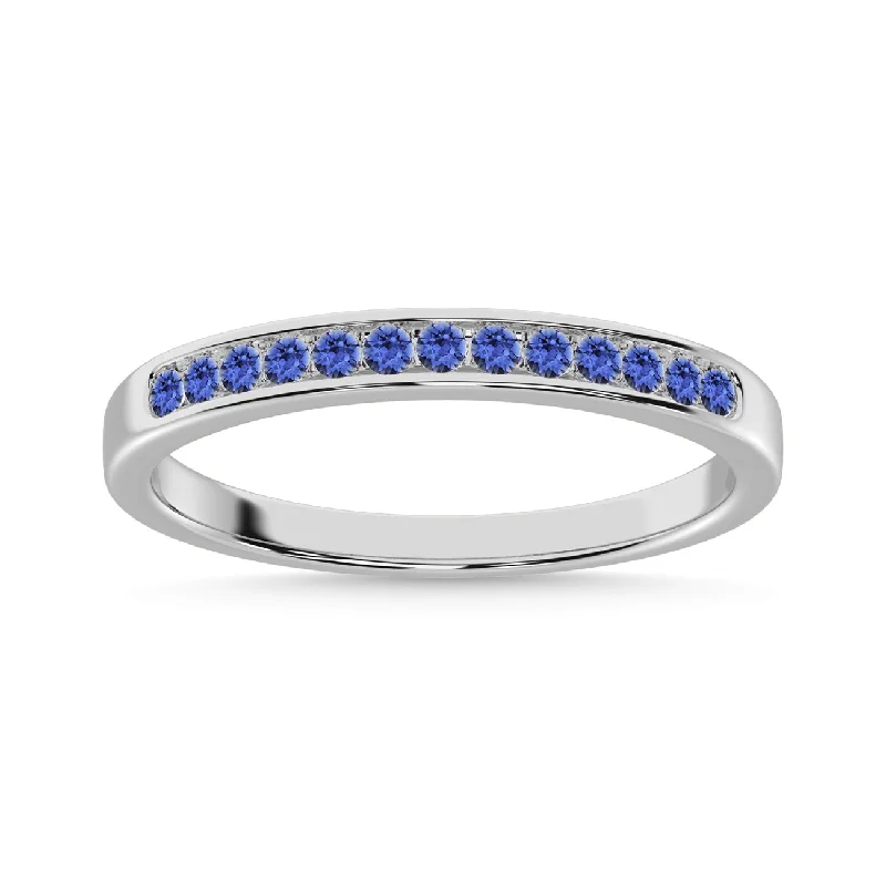 Trendy Engagement Rings For Modern Couples-14k White Gold Tanzanite 1/4 Ct.Tw. Anniversary Band