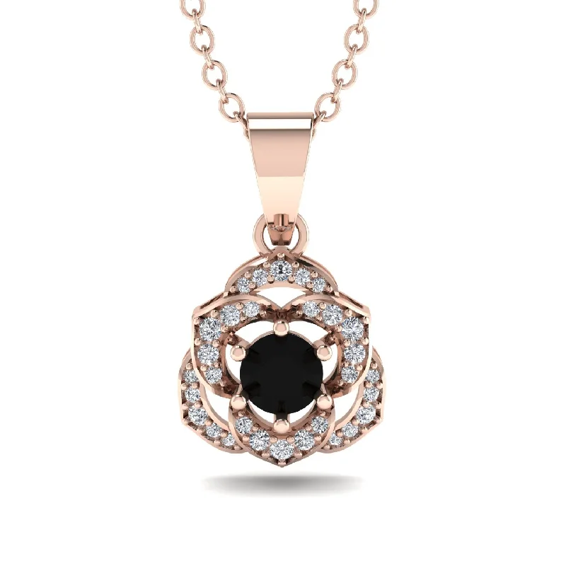 Personalized Necklace With Charms For Unique Style-Golden Rose Blossom Necklace With Exquisite Diamond Detailing - Reign No. 8