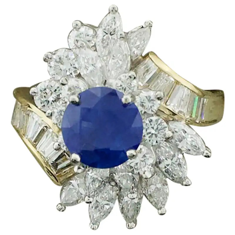 Unique Gemstone Rings For Special Occasions-Sapphire and Diamond Cocktail Ring by Terrell & Zimmelman, circa 1970s