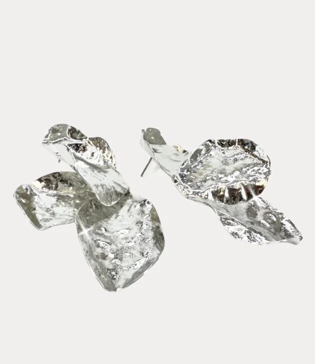 Designer Earrings For Special Occasions-Jacqueline Kent Neo Petal Earrings in Silver