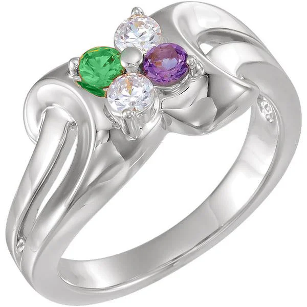 Simple Diamond Rings For Anniversary Gifts-Mother's Family Birthstone Ring