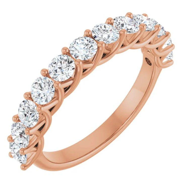 Sparkling Diamond Engagement Rings For Brides-14K Rose 1 CTW Lab-Grown Diamond Anniversary Band