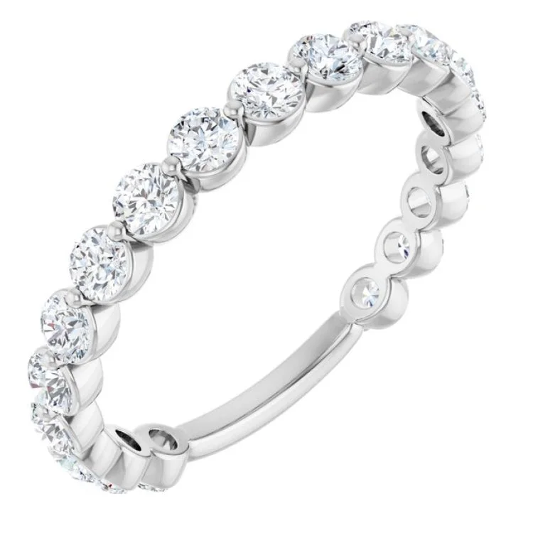 Sparkling Wedding Rings With Pearls-14K White 1 1/6 CTW Lab-Grown Diamond Anniversary Band