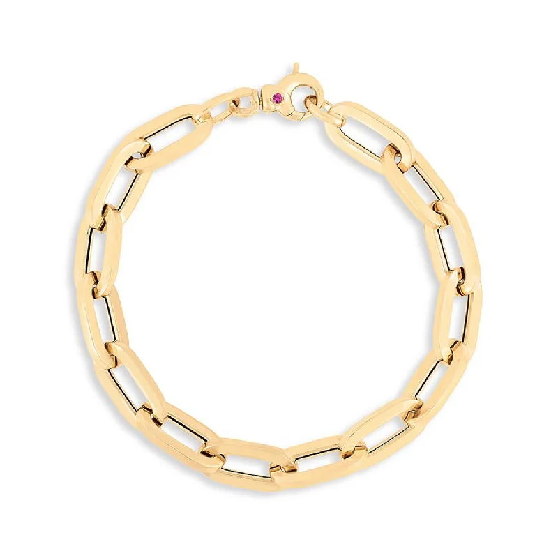 Natural Wooden Bracelets-18K Yellow Gold Classic Oro Paperclip Link Bracelet