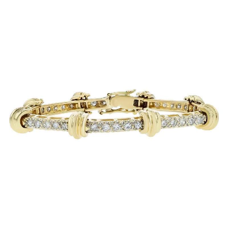 Beaded Wrap Bracelets For Women-14K Yellow Gold Diamond Sections Bracelet