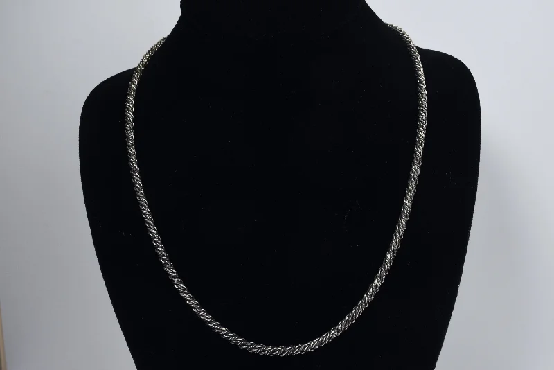 Classic Gold Chain Necklace For Casual Style-Vintage Sterling Silver Thick Twisted Rope Chain Necklace - 20.75"