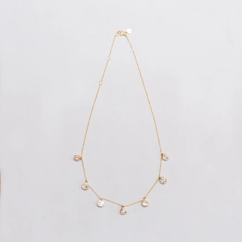 Simple Crystal Necklace For Formal Wear-18ct Gold Polki Diamond Garland Necklace