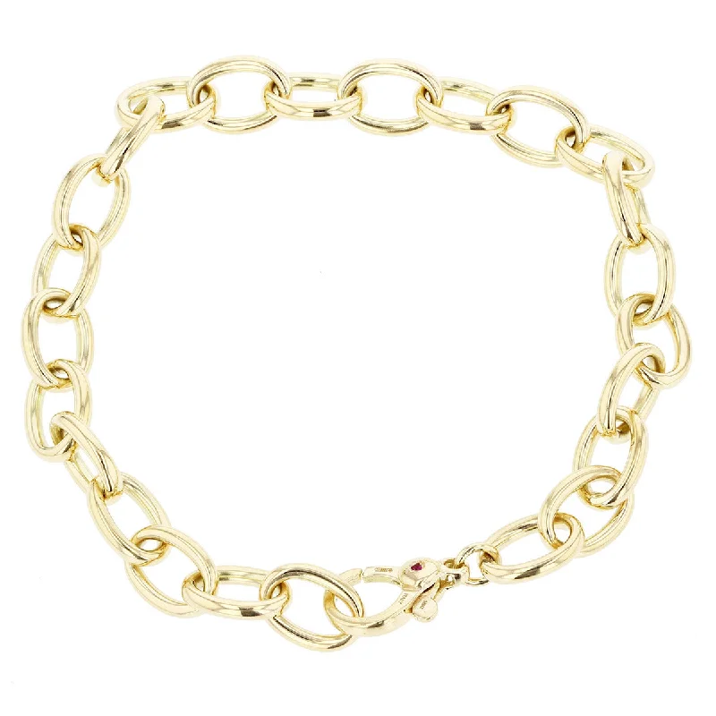 Men’s Casual Bracelets-18K Gold Link Charm Bracelet