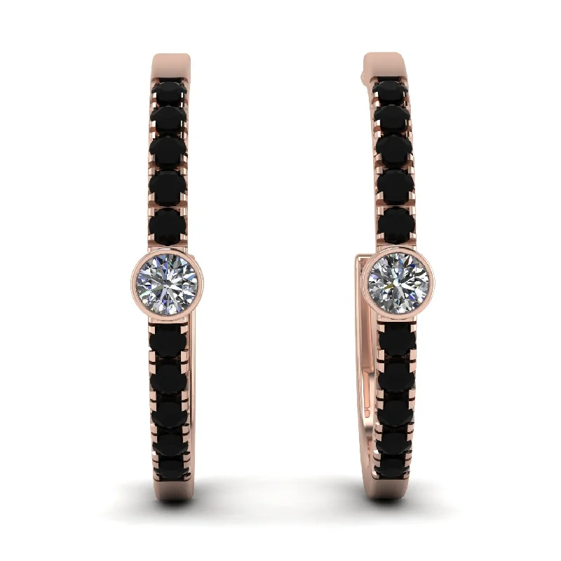 Handcrafted Wooden Earrings For Nature Lovers-Hoop Diamond Earrings Micro Pave - Ansley No. 32