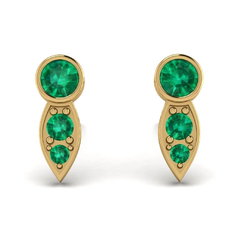 Simple Heart Earrings For Casual Look-Bezel Emerald Earrings In Pear Shaped - Aniya No. 19