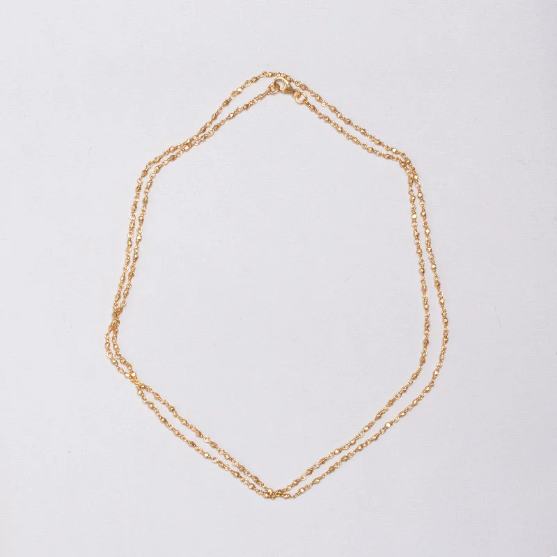 Long Beaded Necklace For Fashion Week-Long Gold-plated Silver Beads Chain Necklace