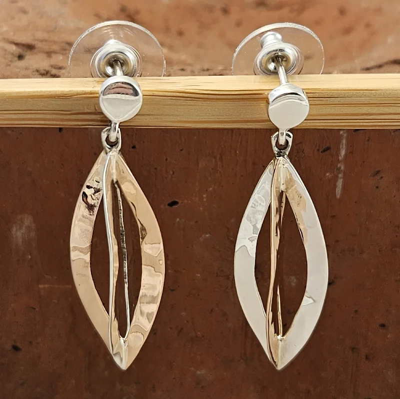 Large Crystal Earrings For Weddings-Copper and Sterling Fusion Post Earrings