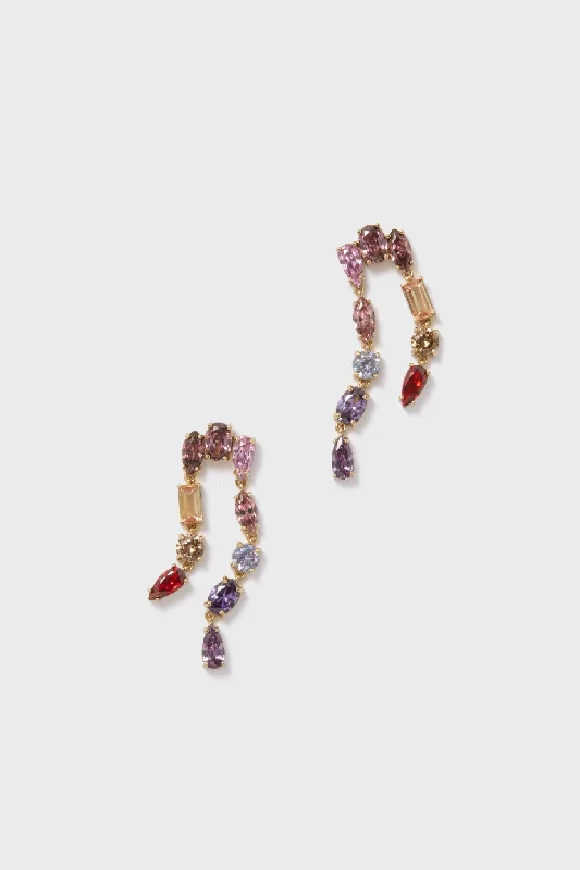 Handmade Earrings With Natural Crystals-Pink Multi Tompkins Earrings