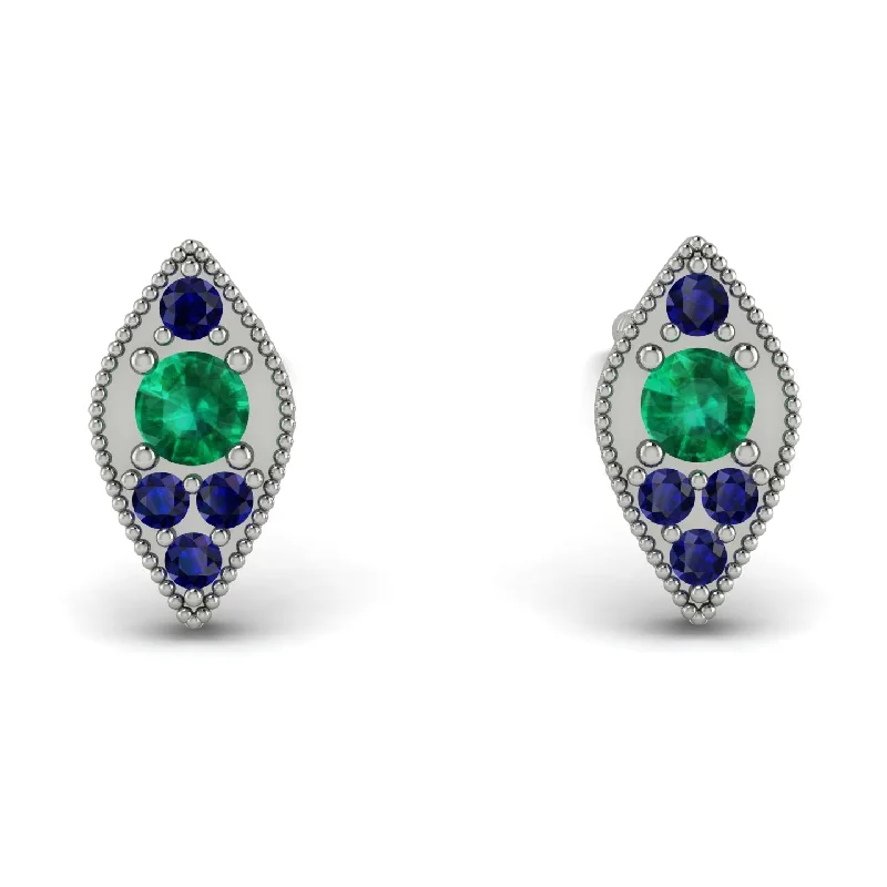 Unique Crystal Earrings For Fashion-Milgrain Marquise Emerald Earrings - Faye No. 66