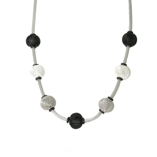 Modern Geometric Necklace For Fashion Trends-Mesh Necklace with 7 Spaced Mesh Beads