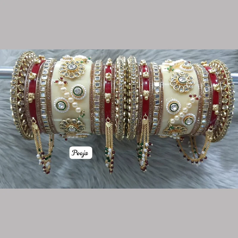 Sparkling Wedding Bangles For Special Gifts-Pooja Bangles Gold Plated Bangle Set