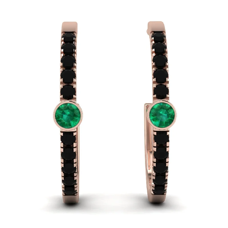 Simple Gold Earrings For Minimalist Style-Hoop Emerald Earrings Micro Pave - Ansley No. 35