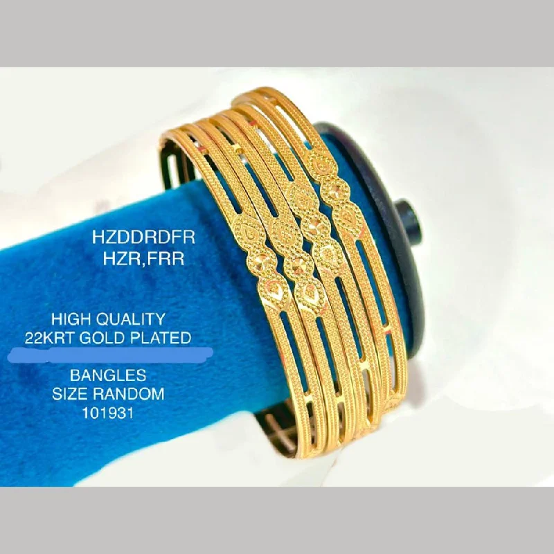 Unique Engagement Bangles For Brides-Hanna & Zainy Gold Plated Bangles Set