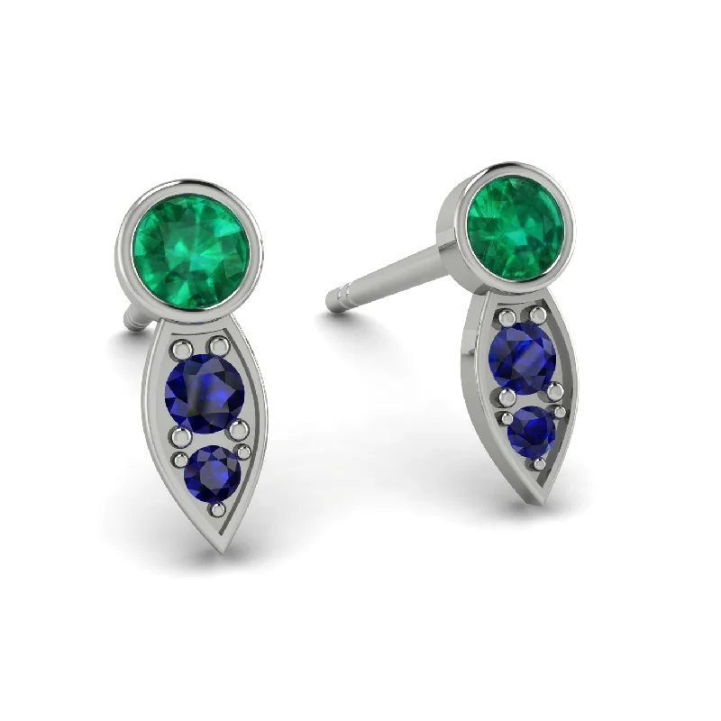 Beautiful Gemstone Earrings For Gifts-Bezel Emerald Earrings In Pear Shaped - Aniya No. 66