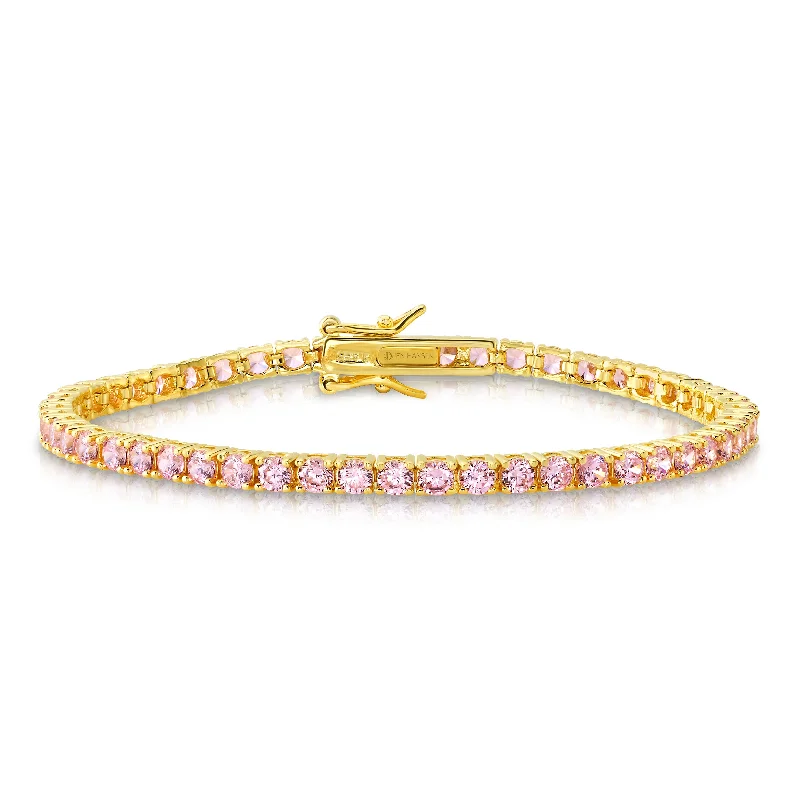 Boho Chic Beaded Bracelets-TENNIS BRACELET PINK, GOLD BR