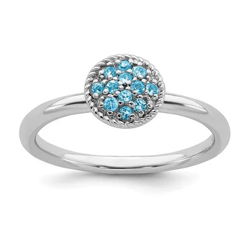 Classic Titanium Rings For Men’s Weddings-Sterling Silver Stackable Expressions Blue Topaz Ring