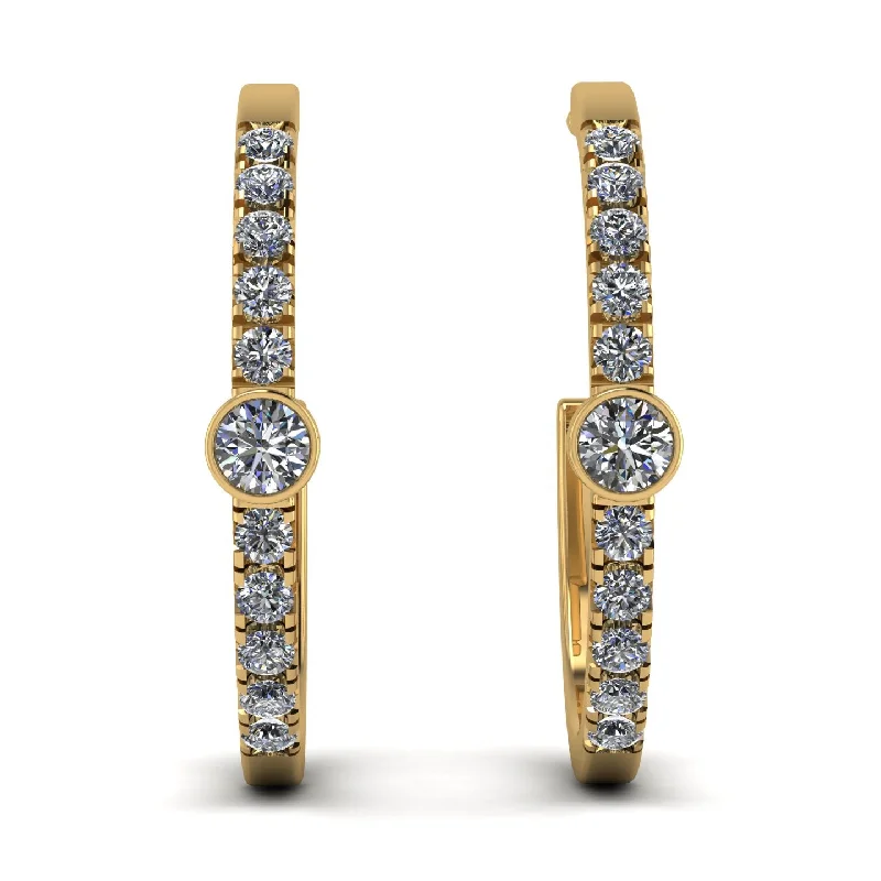 Custom Earrings For Holiday Gifts-Hoop Diamond Earrings Micro Pave - Ansley No. 1