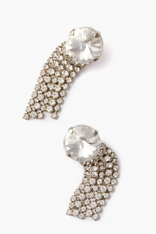 Silver Earrings With Pearls For Brides-Crystal Shayla Earrings