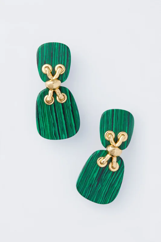 Simple Hoop Earrings For Day Wear-Malachite Townes Earrings