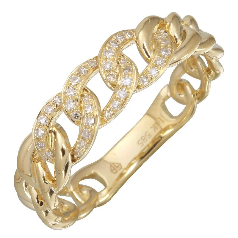 Custom Gold Rings For Special Celebrations-Yellow Gold Diamond Cuban Link Ring