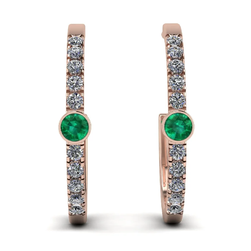 Minimalist Crystal Earrings For Office Look-Hoop Emerald Earrings Micro Pave - Ansley No. 5