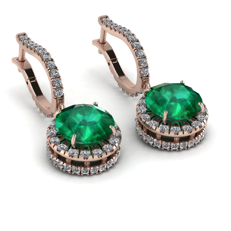 Personalized Earrings For Special Celebrations-Hidden Halo Emerald Hoop Earrings - Catalina No. 5