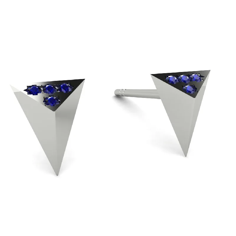 Chic Gold Earrings For Casual Look-Triangle Sapphire Earrings - Livia No. 15