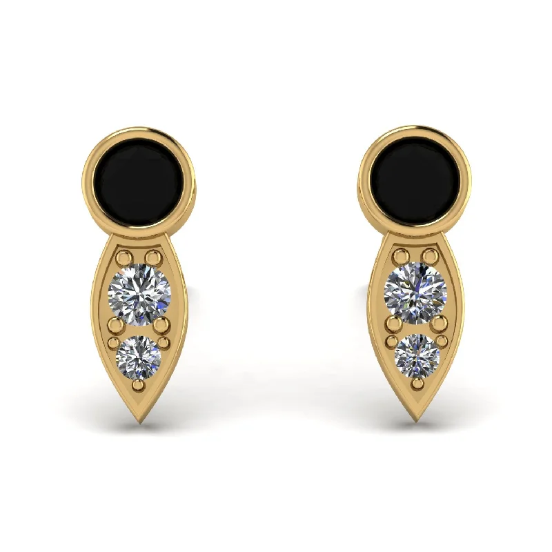 Luxury Jewelry Earrings For Special Occasions-Bezel Black Diamond Earrings In Pear Shaped - Aniya No. 7