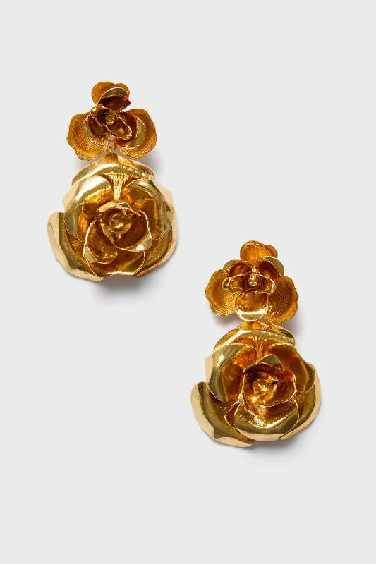 Trendy Earrings For Cocktail Parties-Gold Rosie Earrings