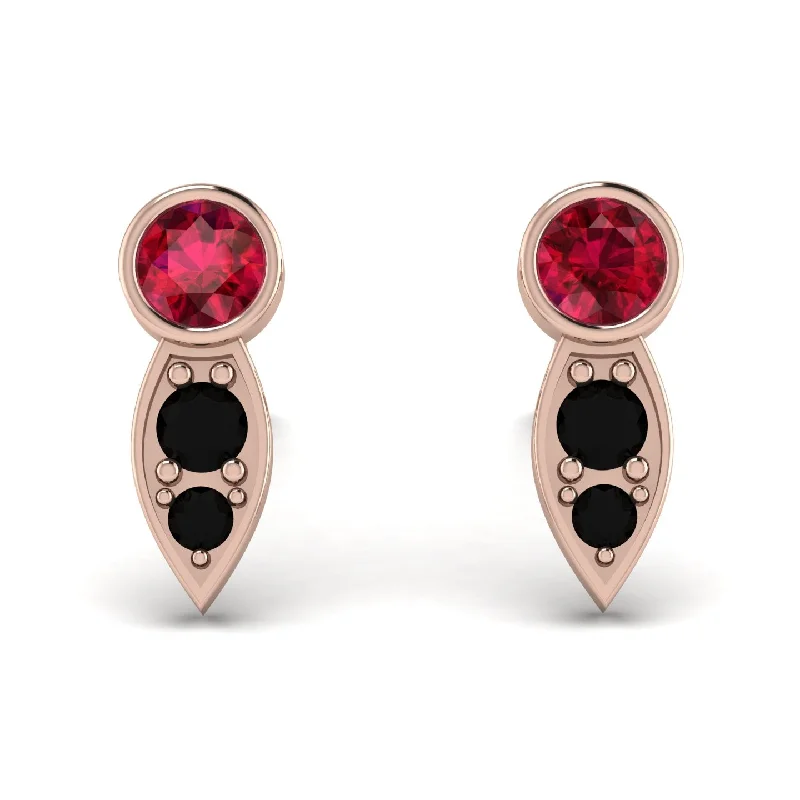 Simple Drop Earrings For Everyday Wear-Bezel Ruby Earrings In Pear Shaped - Aniya No. 41