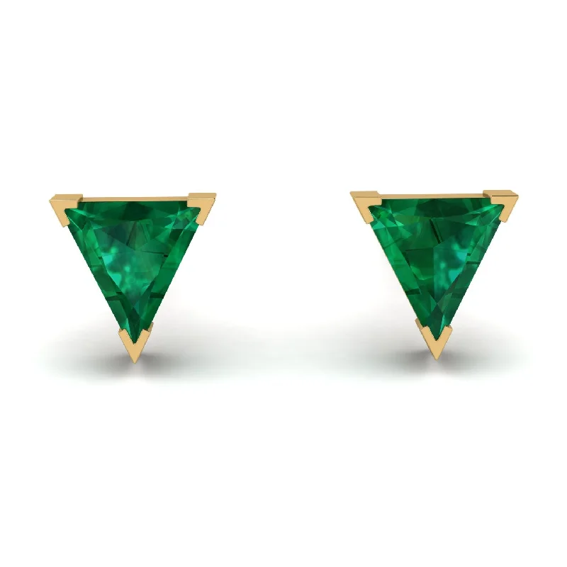 Classic Gold Stud Earrings For Weddings-Triangle Cut Emerald Earrings  - Clementine No. 4