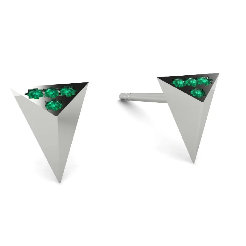 Elegant Hoop Earrings For Evening Parties-Triangle Emerald Earrings - Livia No. 6