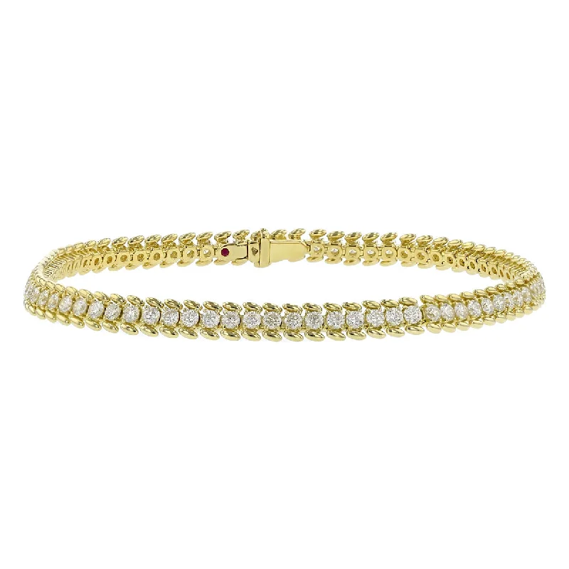 Silver Bracelets With Charms-18K Yellow Gold and Diamond Line Bracelet