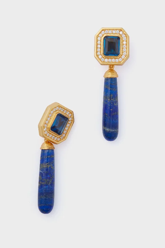 Round Diamond Earrings For Engagement-Lapis Christina Earrings