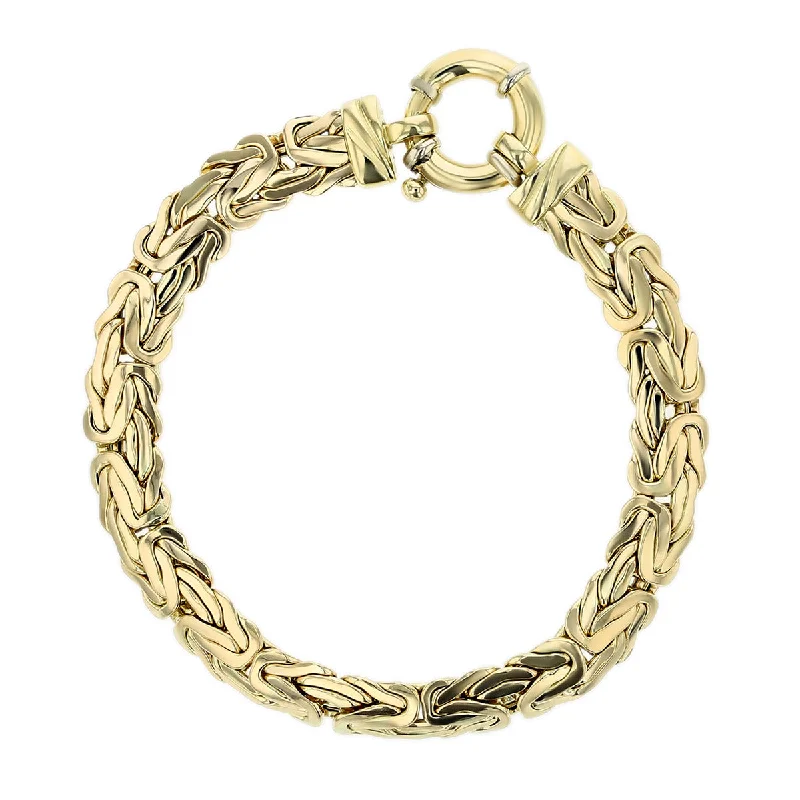 Dainty Gold Bracelets For Women-14K Gold Byzantine Flexible 7-Inch Bracelet