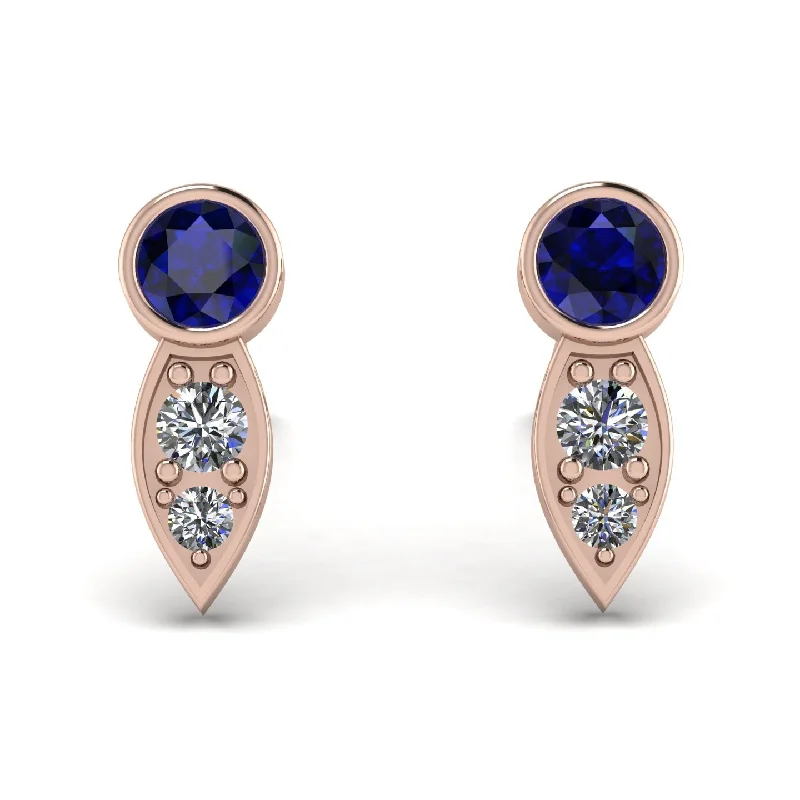 Fashionable Pearl Hoop Earrings-Bezel Sapphire Earrings In Pear Shaped - Aniya No. 14