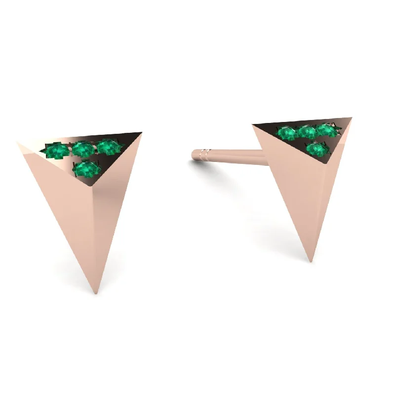 Personalized Birthstone Earrings For Mom-Triangle Emerald Earrings - Livia No. 5