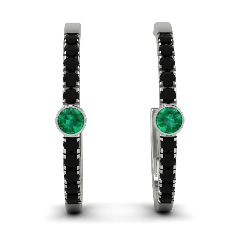 Stunning Drop Earrings For Bridesmaids-Hoop Emerald Earrings Micro Pave - Ansley No. 36