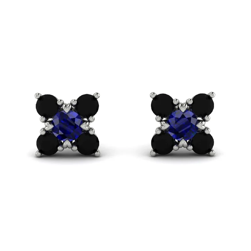 Elegant Earrings With Colored Stones-Geometrical 5 Sapphires Stud Earrings - Noa No. 45