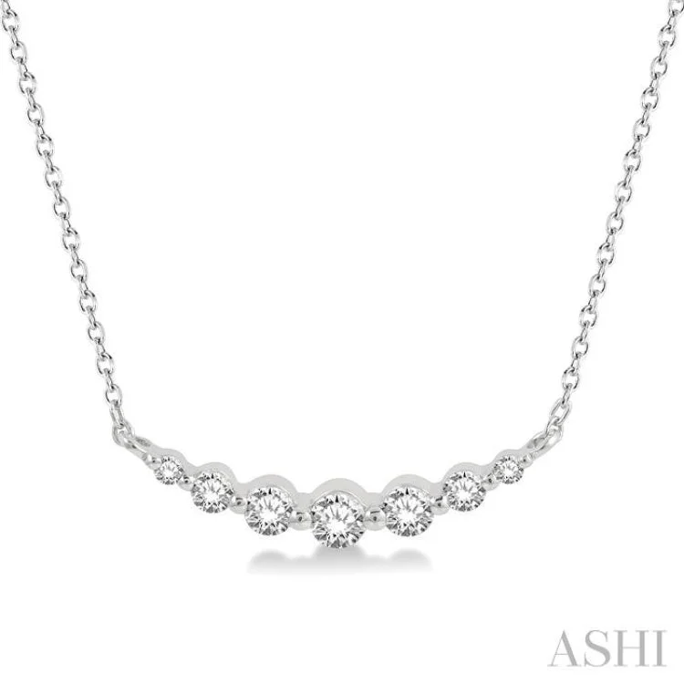 Trendy Silver Pendant Necklace For Fashion Lovers-1/4 Ctw Diamond Smile Necklace in 14K White Gold