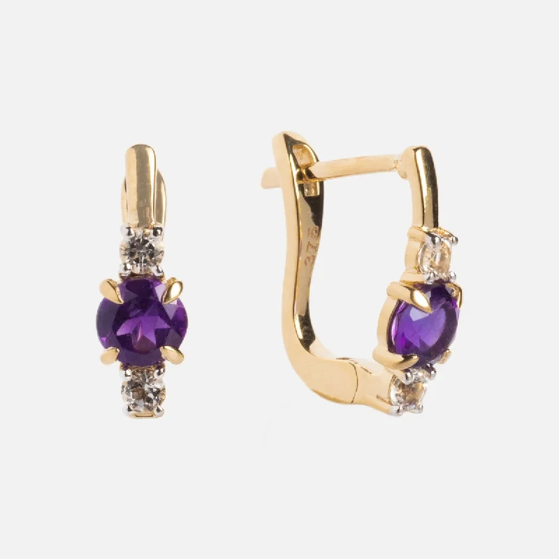 Luxury Sapphire Earrings For Brides-Solid Gold 2025 February Capsule Classic Amethyst Hugger Earrings