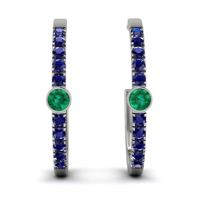 Vintage Gold Earrings For Special Events-Hoop Emerald Earrings Micro Pave - Ansley No. 66