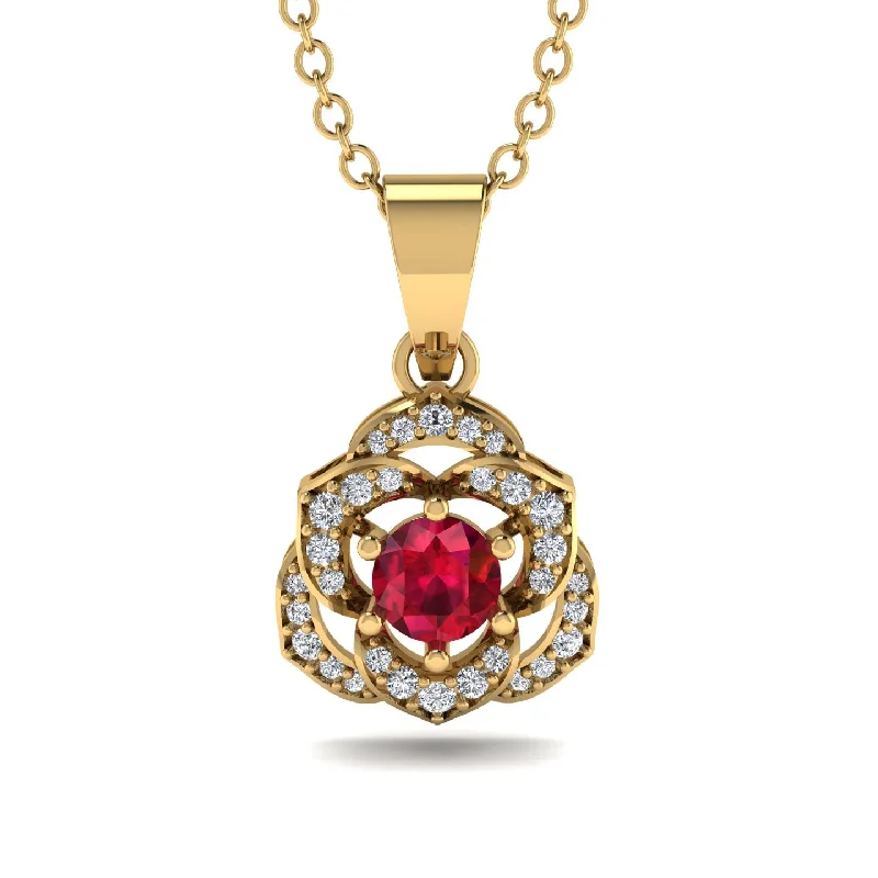 Colorful Beaded Necklace For Holiday Look-Golden Rose Blossom Necklace With Exquisite Diamond Detailing - Reign No. 10